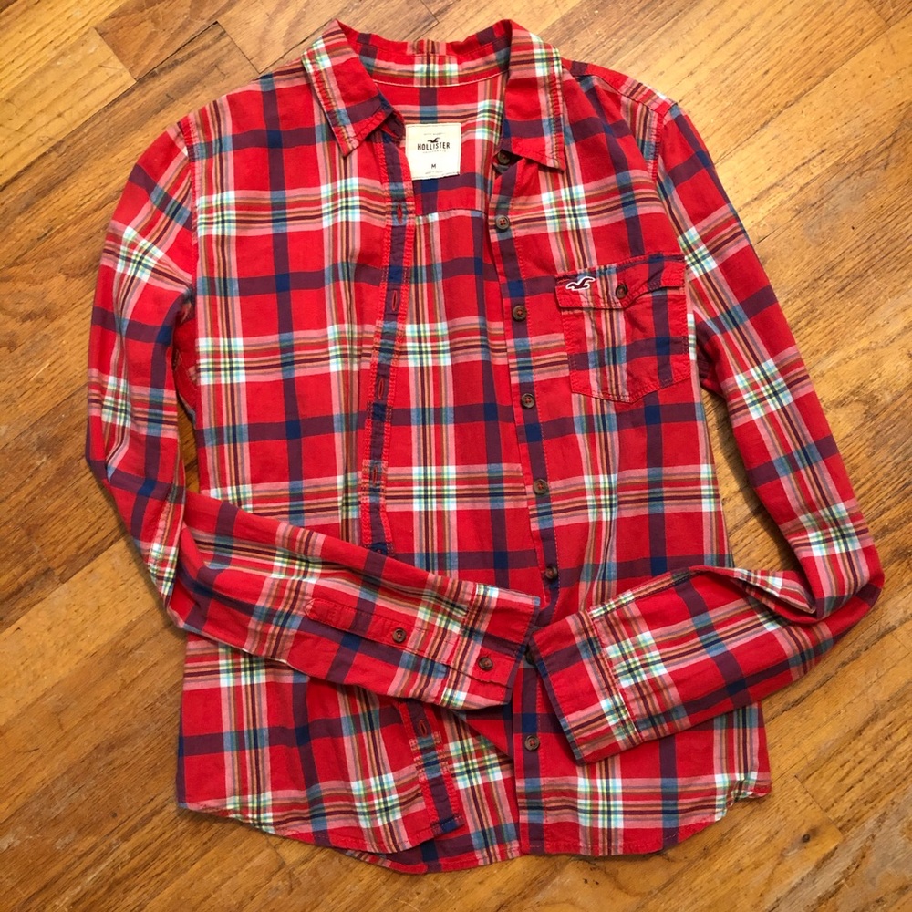 Hollister Red Flannel Long Sleeve